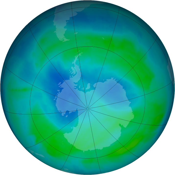 Antarctic ozone map for 18 February 2012
